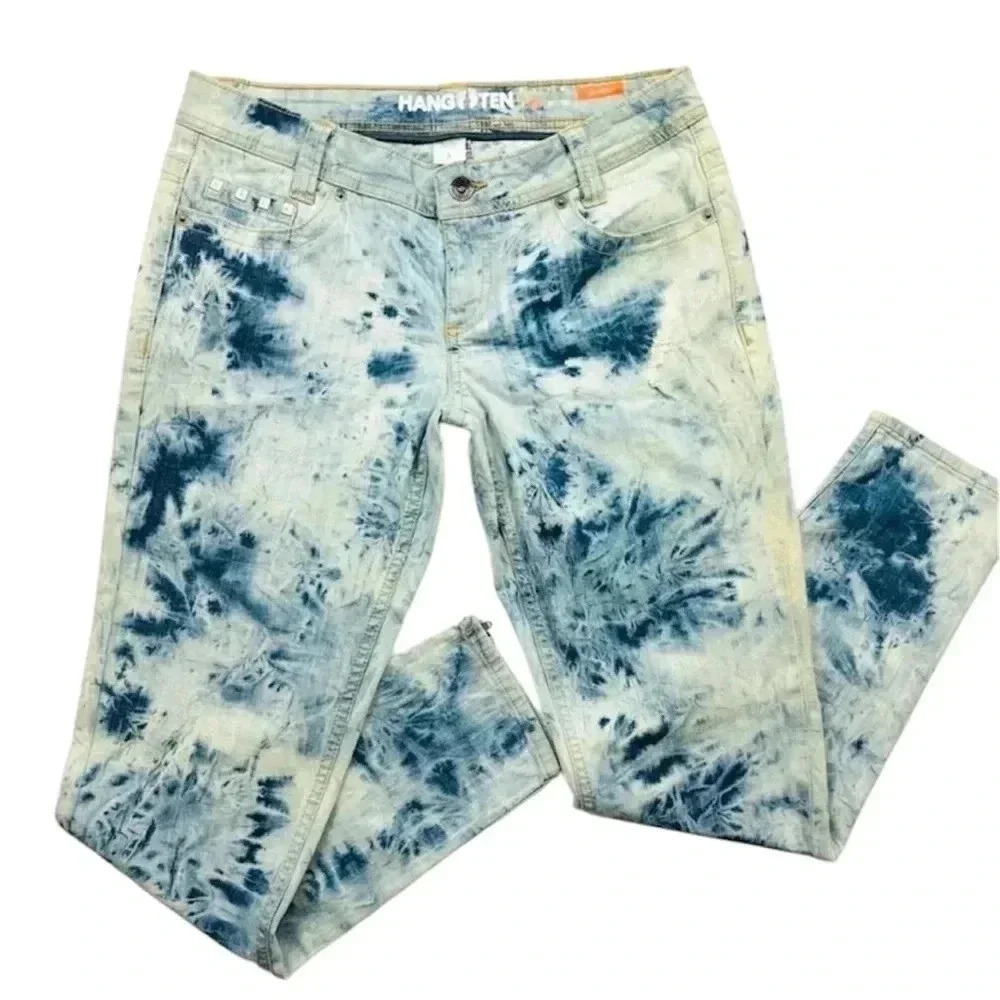 Hang Ten Acid Wash Faded “80’s” Lowrise Skinny Ankle Zip Hem Stretch Jean Size 9